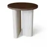 Table d'appoint ronde avec plateau foncé et pied effet travertin 40cm