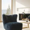 Now's Home Fauteuil effet fourrure bleu et structure en bois