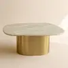 NOW'S HOME Table basse en marbre gris et pied en métal doré FEDJE TU