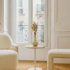 Now's Home Meuble d'appoint en métal blanc et plateau en travertin beige