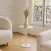 Now's Home Meuble d'appoint en métal blanc et plateau en travertin beige