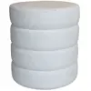 Now's Home Pouf en tissu teddy blanc et structure en bois