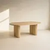 Table basse ovale en bois clair 110cm