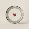 Novastyl Lot de 6 assiettes plates en grès 26cm avec dessin de poule