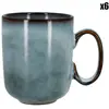 OGO Living Lot de 6 mugs en grès bleu 40cl