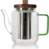 Théière Karl en verre borosilicate anse verte 550 ml Ogo