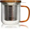 Tisanière mug Karl en verre borosilicate anse ambrée 300 ml Ogo