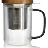 Tisanière mug Karl en verre borosilicate anse gris fumé 475 ml Ogo