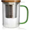 Tisanière mug Karl en verre borosilicate anse verte 475 ml Ogo