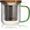 Tisanière mug Karl en verre borosilicate anse verte 300 ml Ogo