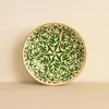 NOVASTYL - LOT 6 ASSIETTES CREUSES HÉRACLÉE 20CM EN GRÈS DÉCOR VERT