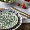 NOVASTYL - LOT 6 ASSIETTES DESSERTS HÉRACLÉE 19CM EN GRÈS DÉCOR VERT