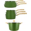 Menastyl Cuisson Batterie de cuisine 7 pièces en aluminium vert - compatible induction