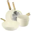 MENASTYL Batterie de cuisine 5 pcs en aluminium crème - compatible induction CREME TU