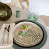 Lot de 6 assiettes plates vertes en grès 26cm