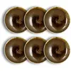 Lot de 6 assiettes creuses texturées 21cm en porcelaine marron