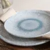 Novastyl Lot de 6 assiettes à dessert en porcelaine blanche et bleue 20cm