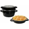 Baumalu - Friteuse émail 26 cm noire avec panier et couvercle verre