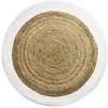 THEDECOFACTORY Funny jute - Tapis rond en jute et coton bande blanche diam.120