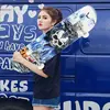 XJING-Skateboard silencieux en érable quadruple avec motif de tête de ...
