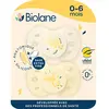 BIOLANE Lot de 2 sucettes anatomiques animaux 0-6 mois / Jaune BSAA1JB