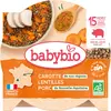 Babybio Repas Midi Assiette Carotte Lentilles Porc +15m Bio 260g
