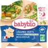 Babybio Repas Soir Assiette Légumes Verts Panais Boulghour +12m Bio 23...