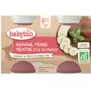 Babybio Fruits Pot Banane Fraise Menthe +6m Bio 2 x 130g