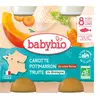 Babybio Repas Midi Pot Carotte Potimarron Truite +8m Bio 2 x 200g