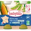 Babybio Repas Soir Pot Petits Pois Maïs Riz +6m Bio 2 x 200g