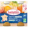 Babybio Repas Soir Pot Carotte Patate Douce Blé +6m Bio 2 x 200g