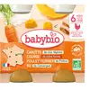 Babybio Petits Pots Midi Carotte Butternut Poulet Riz +6m Bio 2 x 200g