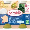 BabyBio Pâte Perles Épinard Fromage De Chèvre 8M+ Bio 2x200g