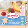 Babybio Desserts Lactés Gourde Brassé Framboise Banane +6m Bio 4 x 85g
