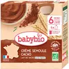Babybio - Gourde Crème Semoule Cacao - Bio - 4x85g - Dès 8 mois