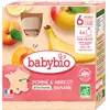 Babybio Fruits Gourde Pomme Abricot Banane +6m Bio 4 x 90g