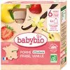 Babybio Fruits Gourde Pomme Fraise Vanille +6m Bio 4 x 90g