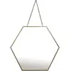 EMDE Miroir hexagonal avec chaînette en métal doré 30x26cm