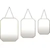 EMDE Lot de 3 miroirs avec chaînette en métal doré