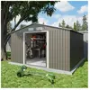 Trigano - Abri de jardin métal gris/vert 12,78 m² + kit d'ancrage