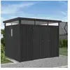 trigano Abri de jardin métal anthracite 7.45m² toit plat + kit d'ancrage