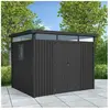 trigano Abri de jardin moderne gris anthracite toit plat en acier galvanisé