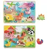 Puzzle 7 Pieces - Ferme Et Dinosaures En Bois