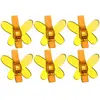 Sachet de 6 Papillons plastique sur pince, translucide Jaune
