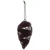 Suspension Goutte en sisal et volutes métal pailletées 11cm, Chocolat
