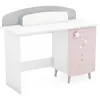 Bureau 1 porte et 1 niche ETOILES 2 Gris, rose et blanc
