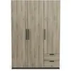 Armoire 3 portes 2 tiroirs STOLY coloris chêne shannon