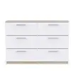 Commode 6 tiroirs WATSON coloris blanc/chêne