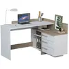 DEMEYERE Bureau avec retour 3 tiroirs THALES 2 coloris chêne brossé/ blanc