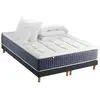Non communiqué Ensemble Matelas Ressort 7 zones + Mémoire de forme + Sommier KING STYLE + couette + oreillers - Fabriqué en France 2x80 x 200 cm, Sommier - Noir